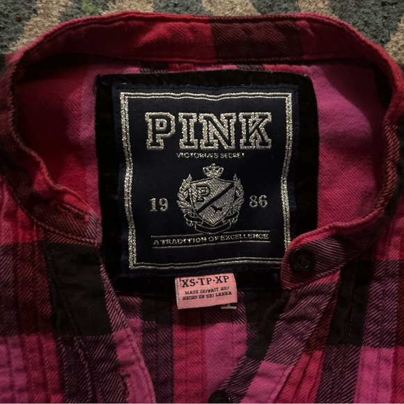 Pink vs plaid dress 3/4 sleeve button down xs - Picture 2 of 6